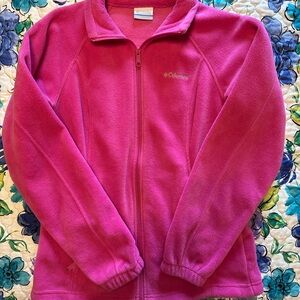 Columbia Pink Fleece Jacket Cozy High Neck